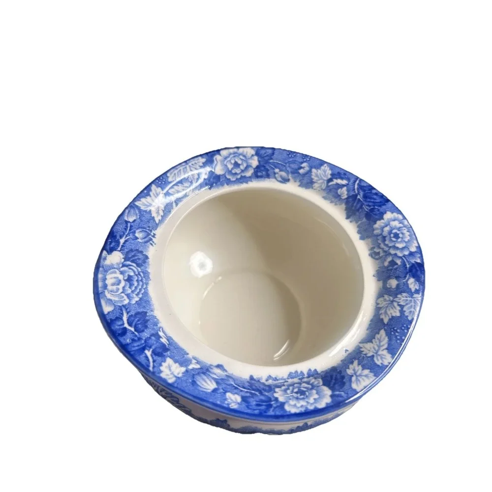 Vintage Enoch Woods English Scenery Blue White Sugar Bowl & Creamer Set